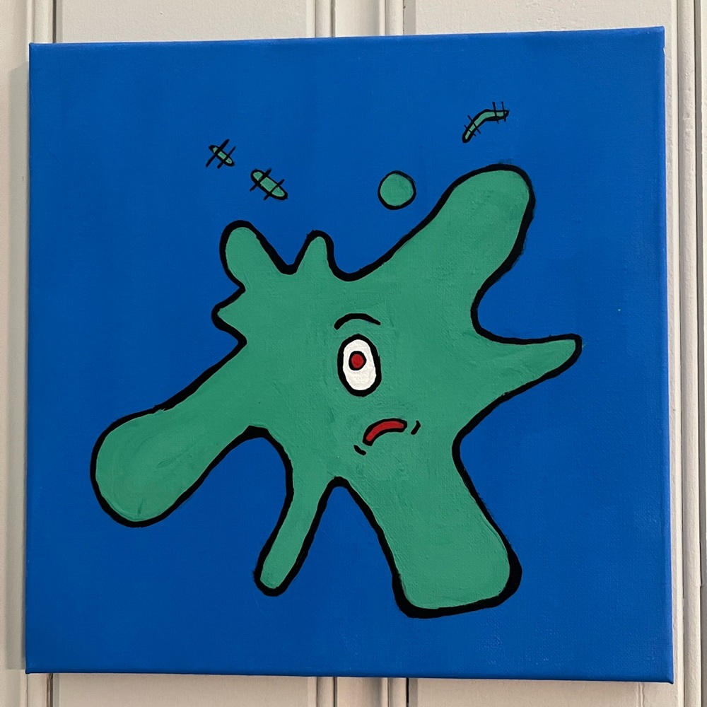 Handmade stepped on plankton canvas painting